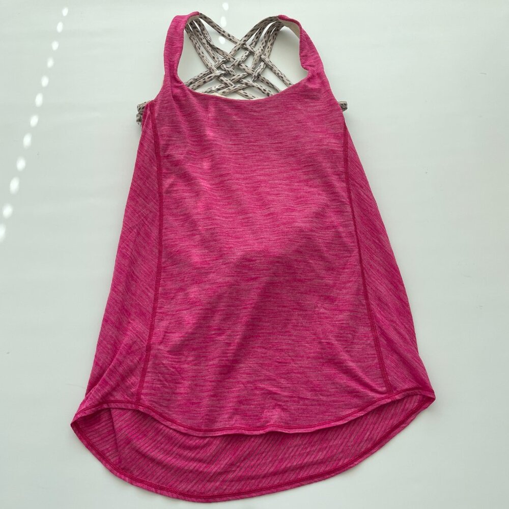 Lululemon Wild Tank in Heathered Jewelled Magenta/Dottie Dash White Black Size 4